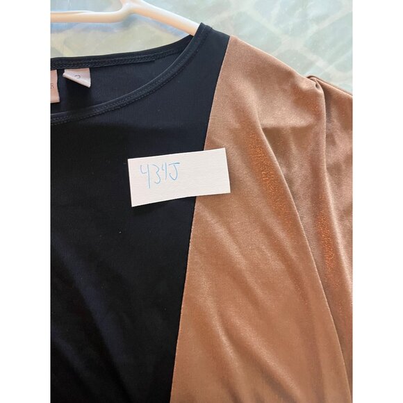 Chico's Easywear Womens Colorblock Top Black Bronze Stretch Top Sz XL - Picture 8 of 8